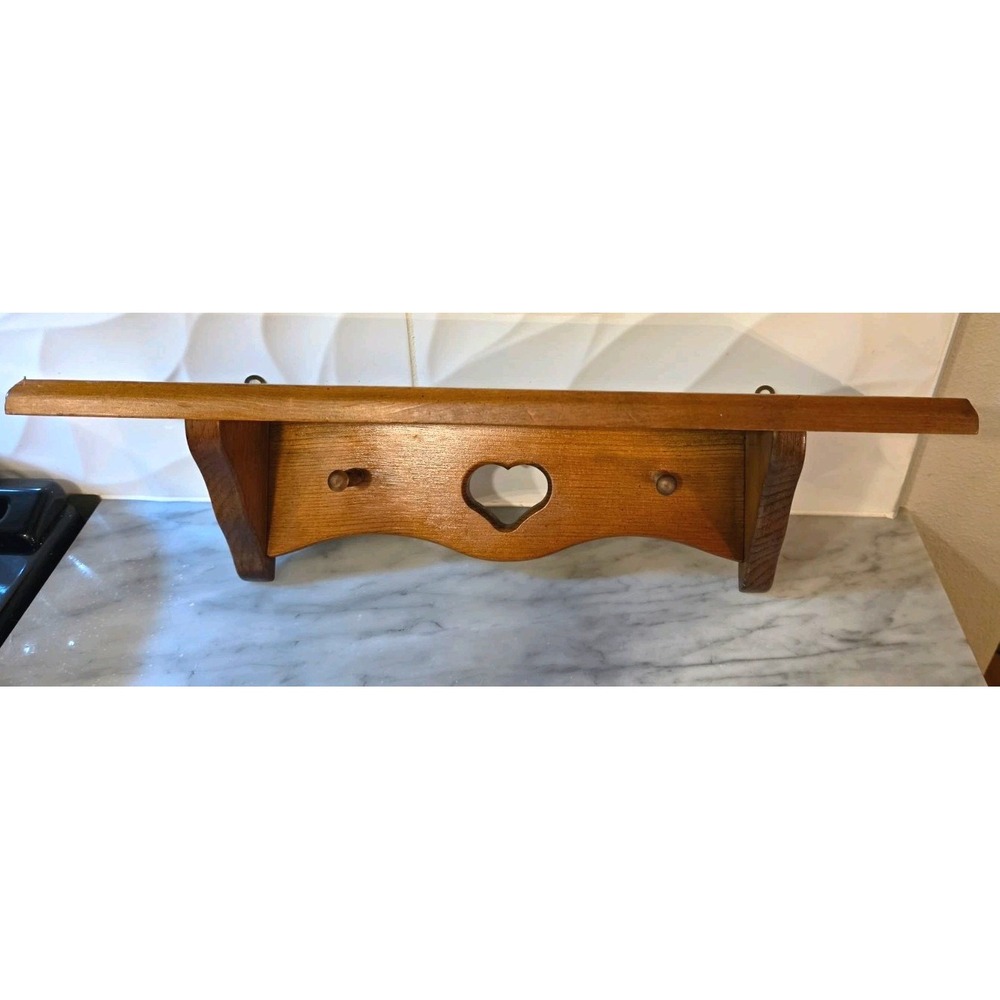 Vintage Cottagecore Heart Cutout Wood Shelf